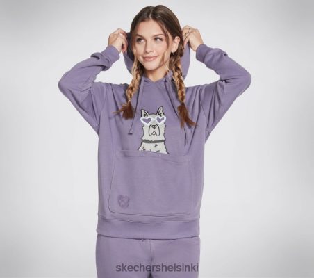 Skechers Helsinki - Skechers bobs vaatteet Dawg Pouch Pullover huppari harmaa/violetti 8XTT801601 naiset